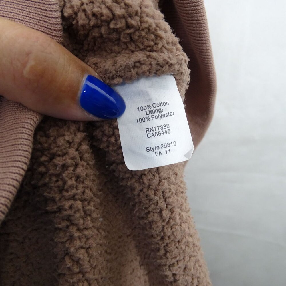 J Crew Brown Dusty Rose Full Zip Hoodie Fleece Lined Jacket Women Size L 29810 - Picture 5 of 9